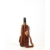 Leather Wine Tote with Drawstring