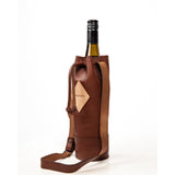 Leather Wine Tote with Drawstring