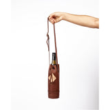 Leather Wine Tote with Drawstring