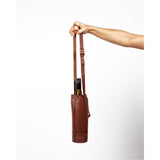 Leather Wine Tote with Drawstring