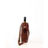 Leather Wine Tote with Drawstring