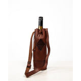 Leather Wine Tote with Drawstring