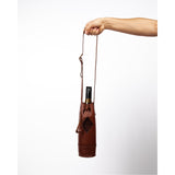 Leather Wine Tote with Drawstring