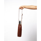 Leather Wine Tote with Drawstring