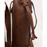 Leather Wine Tote with Drawstring